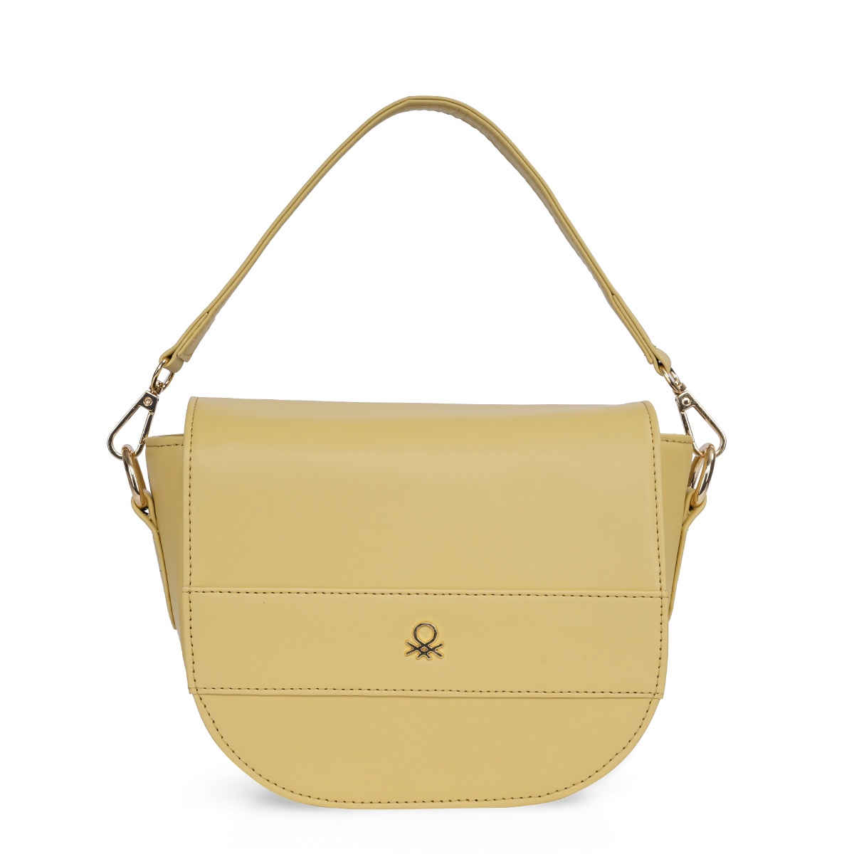 United Colors Of Benetton Women's Solid PU 2 L Sling Handbag | Butter - Free Size