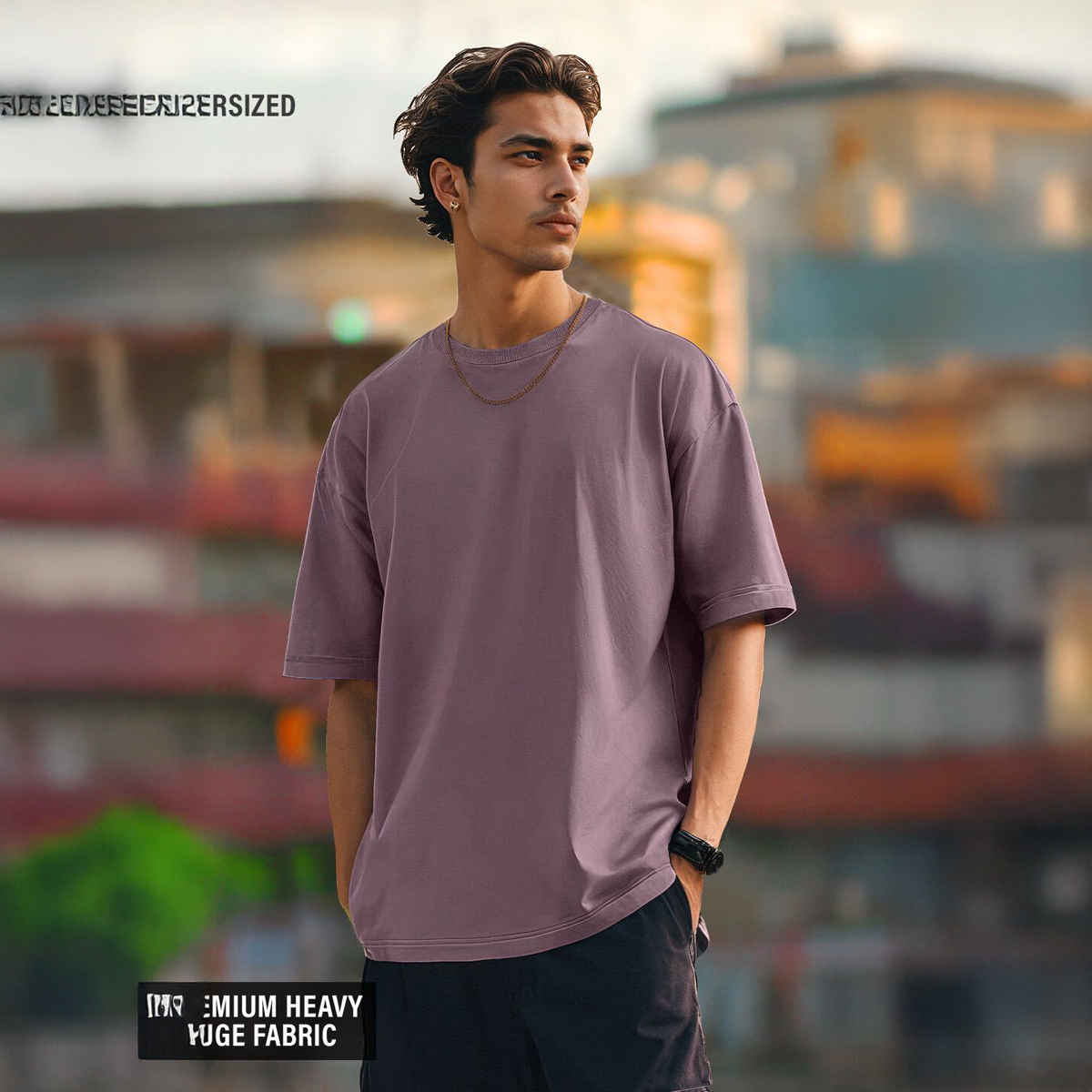 The Souled Store Solids- Pale Purple Oversized T-Shirts, Purple, L