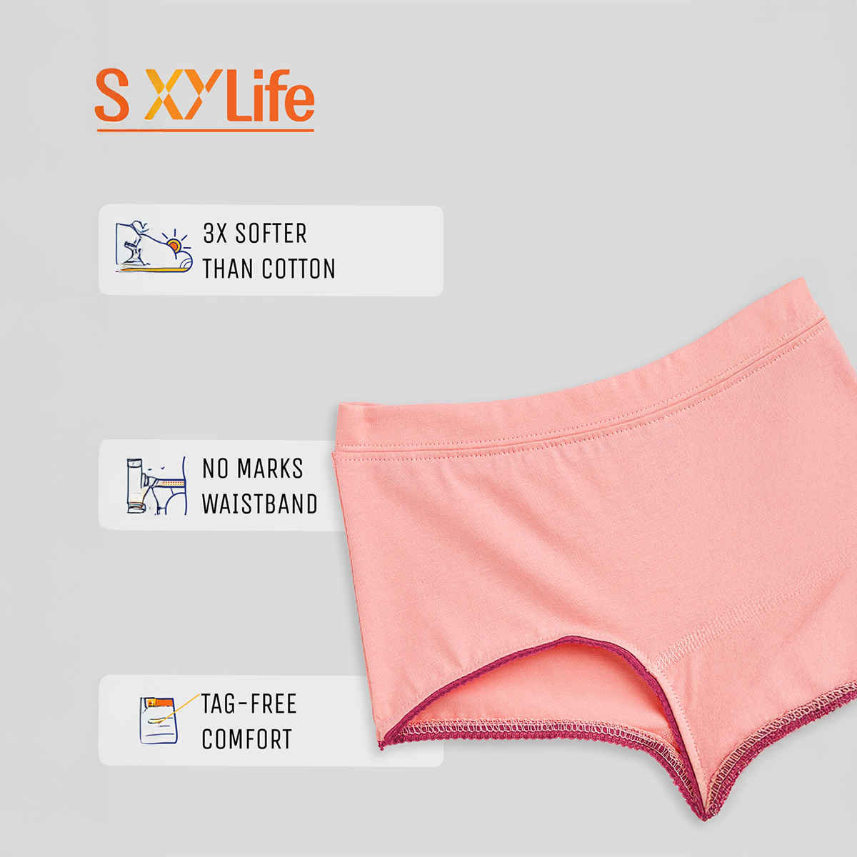 XY Life Scribbles Flowery Intellisoft Tencel Boyshorts | Dark Pink+Frost Pink | 9-10Y| Pack Of 2