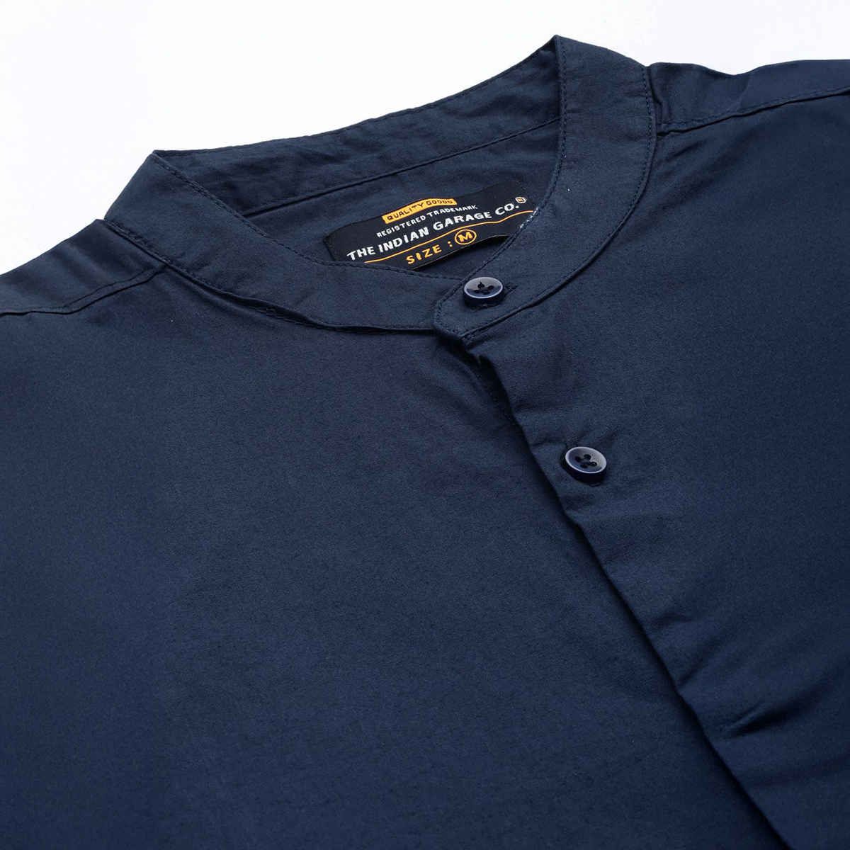 The Indian Garage Co Men's Regular Fit Solid Casual Shirt | Dark Blue - M