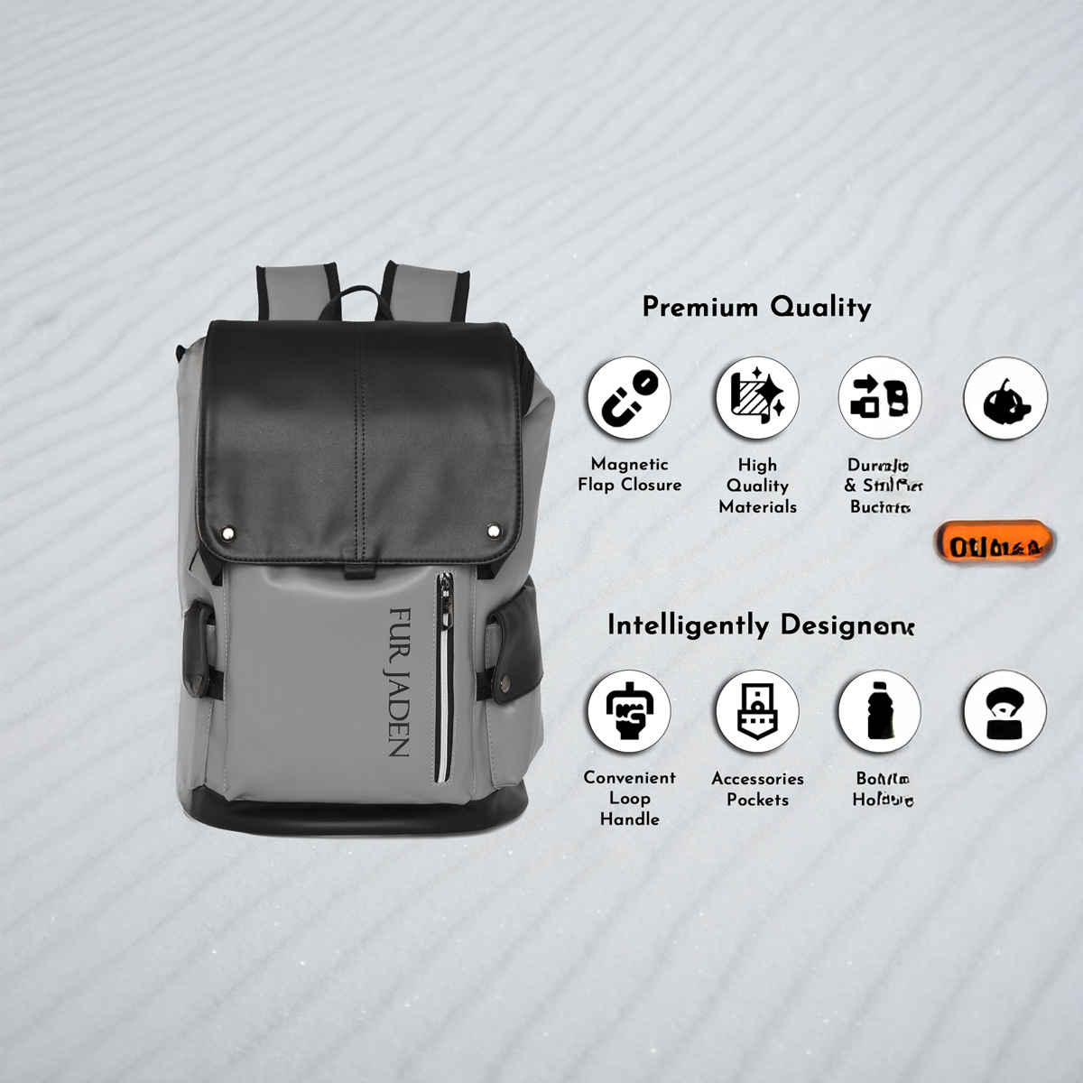 Fur Jaden 20 L Anti-Theft Style Black Grey Combo Vegan Leather Stylish Laptop Backpack