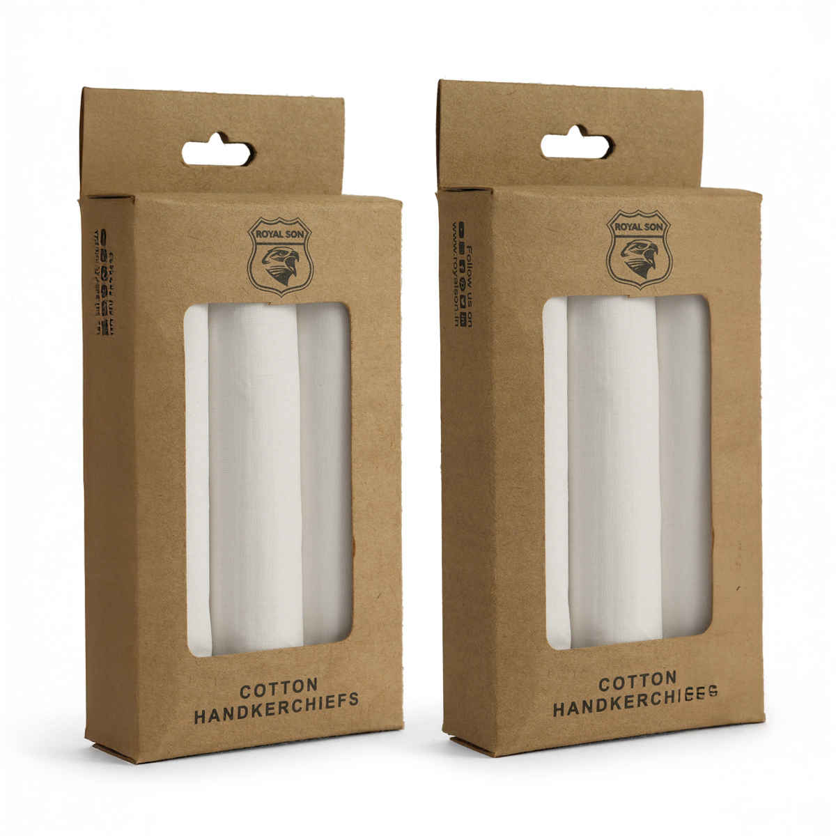 Royal Son Men's Casual Premium Cotton Handkerchief Hanky - HNYK - WT - BG - 6P