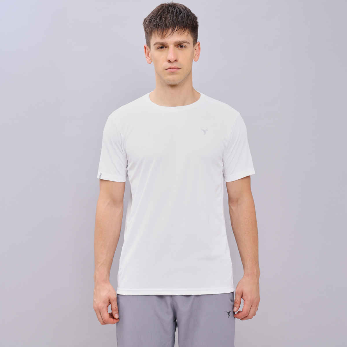 Technosport Men's Poly Solid Slim Fit Round Neck Sports T-shirt | White - XL