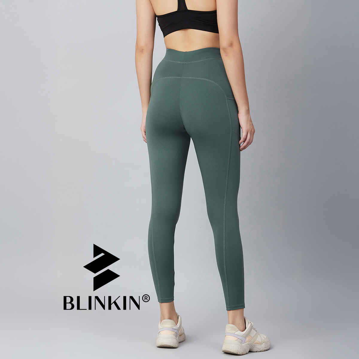 Blinkin Women's Gym Pants & Tights - Dark Green | Workout | With Side Pockets | XL