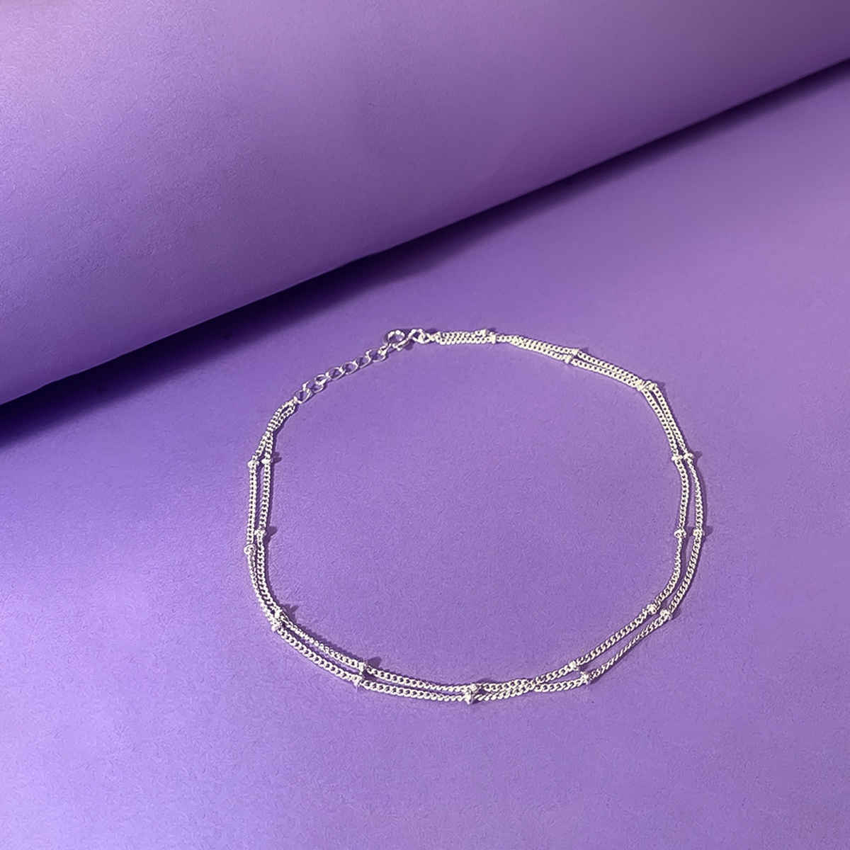 Unniyarcha Two Line Chain 92.5 Sterling Silver Anklet