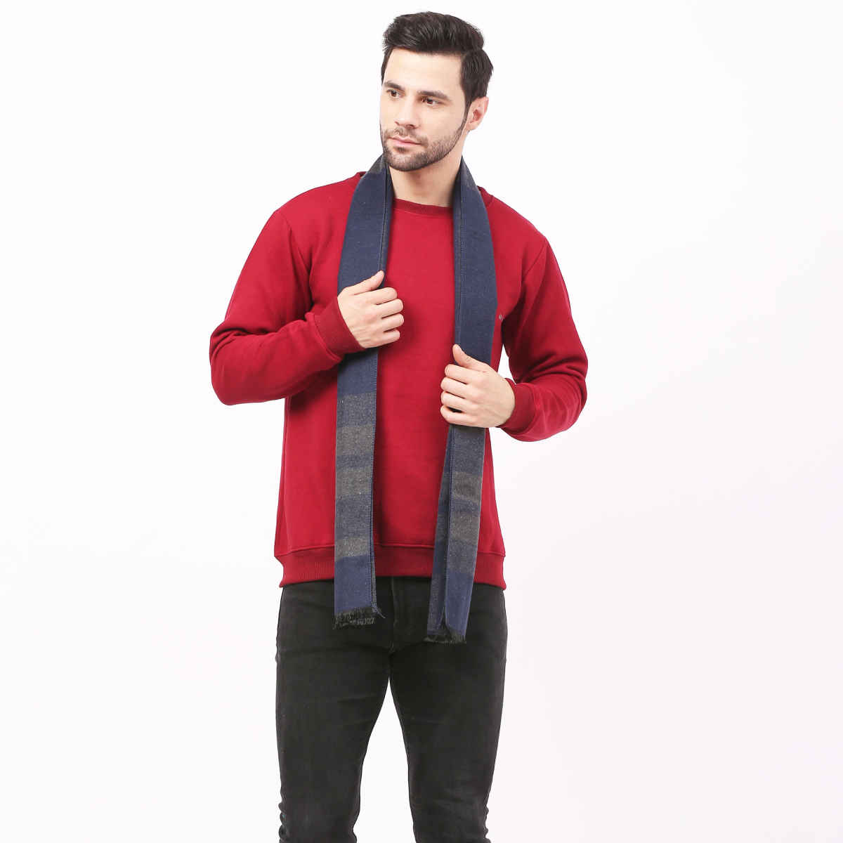 Calvadoss Unisex Checked Acrylic Muffler | Calmuf-149901 | Navy and Grey