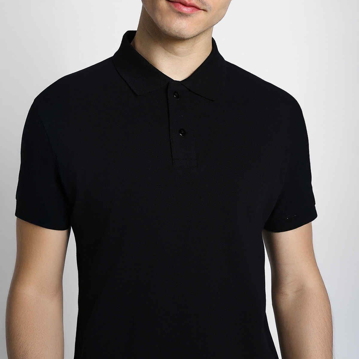 VEIRDO Men's Solid Regular Polo T-Shirt | TSH BLK POLO | Black - S