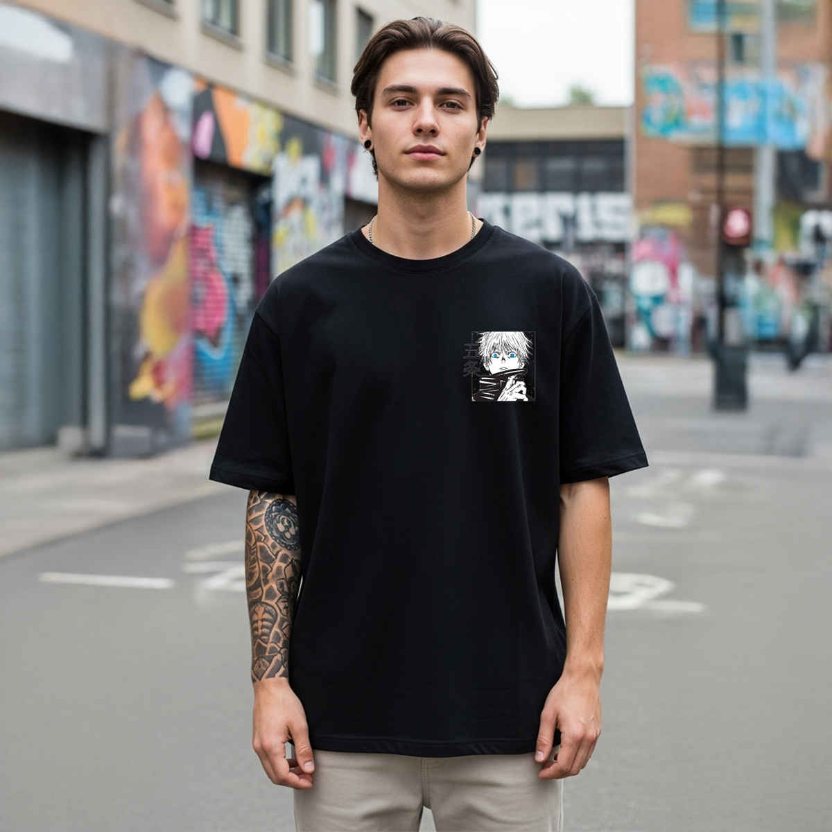 BENNY BROOKS Men's Round Neck half sleeve Oversized T-shirt |AA(ARN)BLACK130 | Black - M