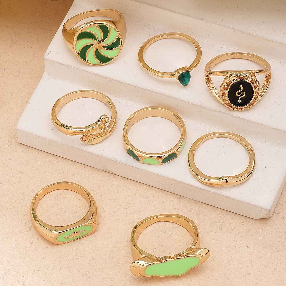 Karatcart Women's Designer Ring Combo Green One Size | 44038415