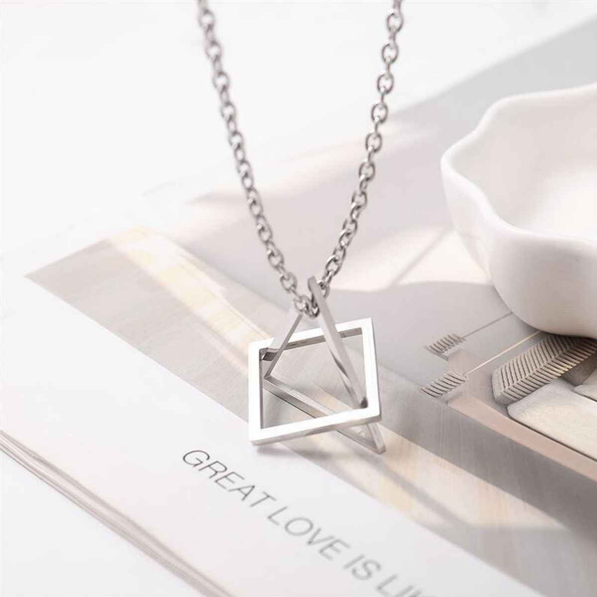 Fashion Frill Men's Triangle Pendant Chain Silver Onesize