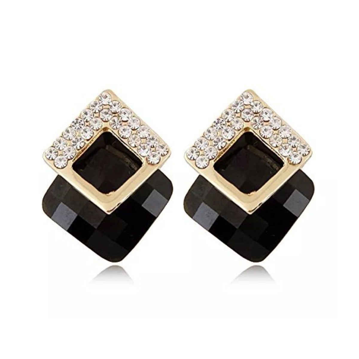 Youbella Fashion Jewellery Crystal Stud Earrings For Girls And Women (Black)(Ybear - 32073)