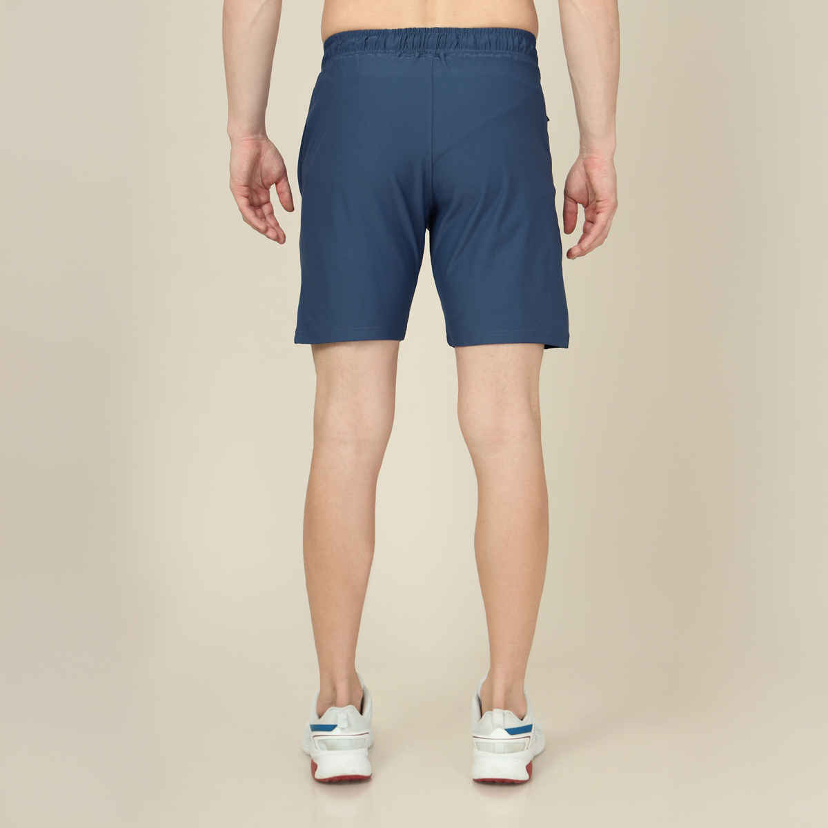 Technosport Men Poly Solid Slim Fit Sports Shorts with ELASTO LITE | Light Navy | L