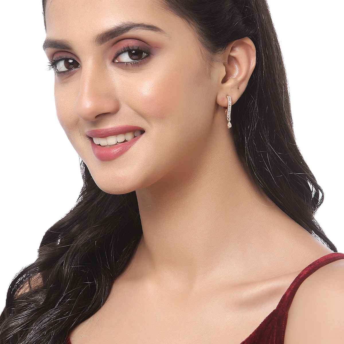 Zeneme Pack Of 6 Rose Gold-Plated Teardrop Shaped Drop Earrings For Women & Girls