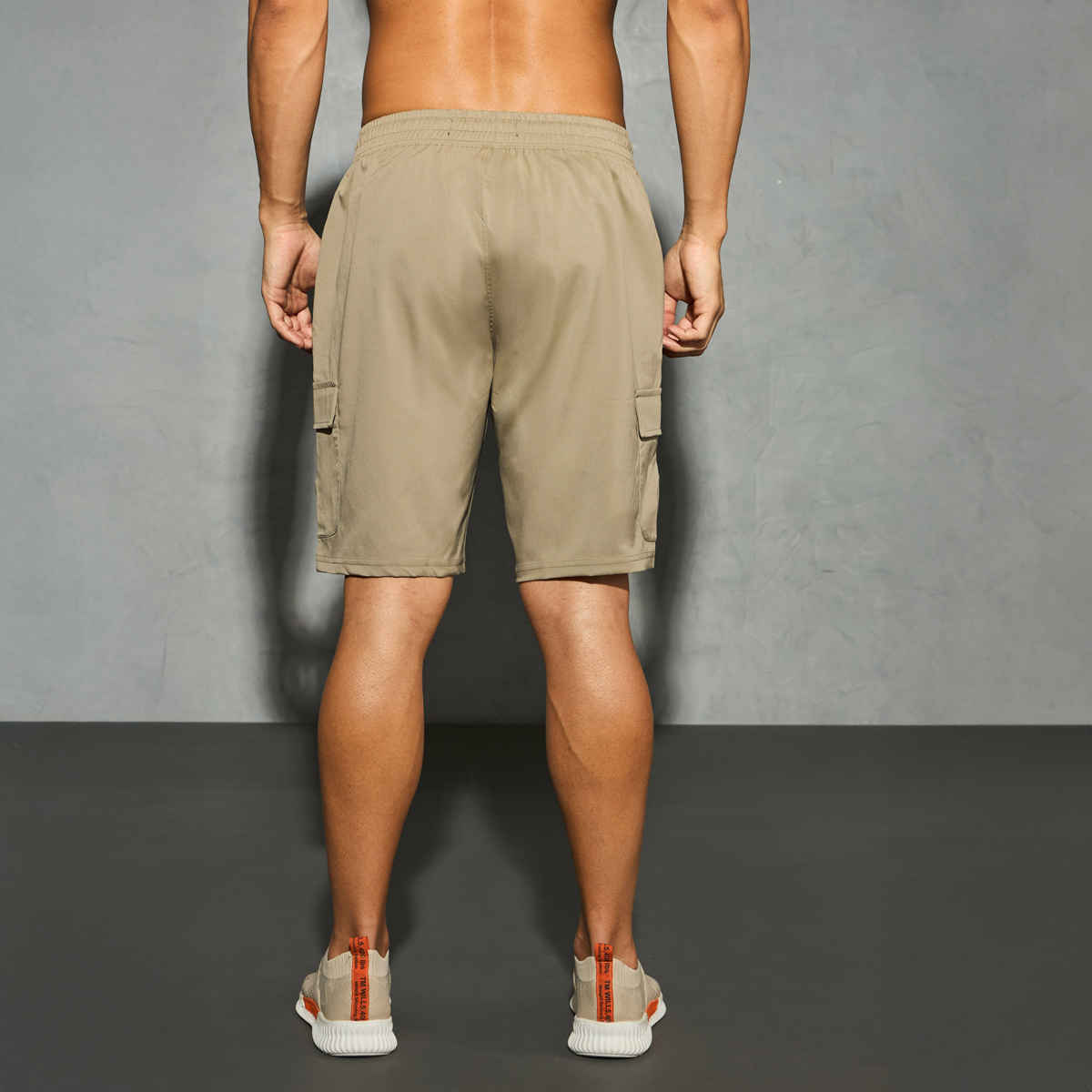 Technosport Men Poly Solid Slim Fit Sports Shorts with TS FLEXI | Khaki | 2XL