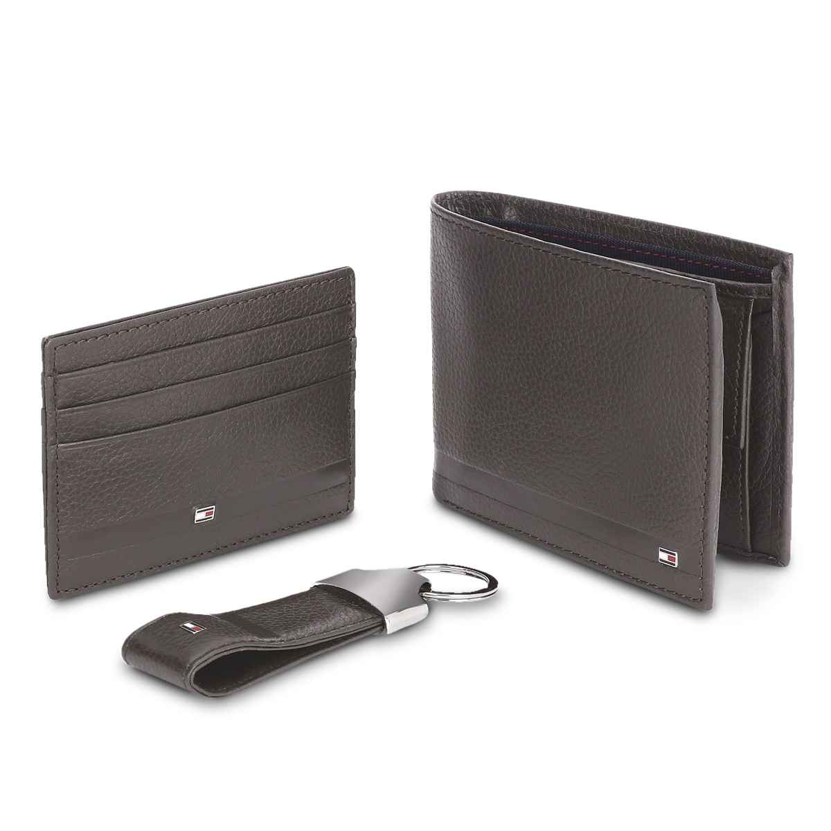 Tommy Hilfiger Men's Solid Leather Gift Set | Brown - One Size