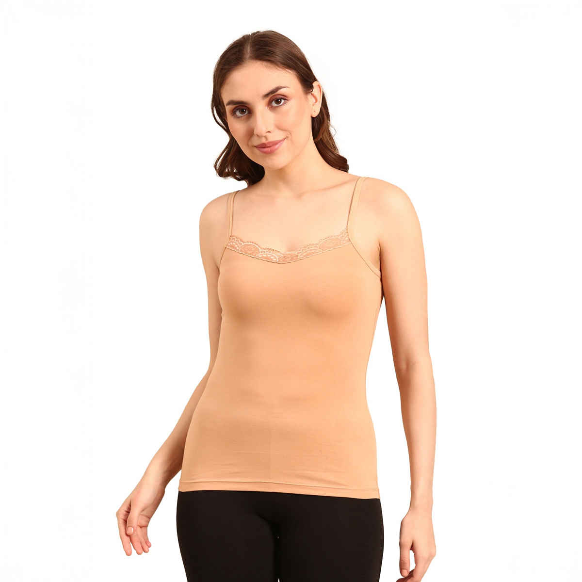 Pepe Jeans Womens Skin Premium 100% Lace Cotton Women Camisole - Pack of 1 (M) Comfort Fit