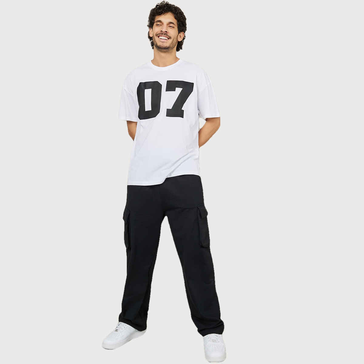 Styli Men's Oversize Fit Tee with HD Print Detail NC-50956201 | White - M