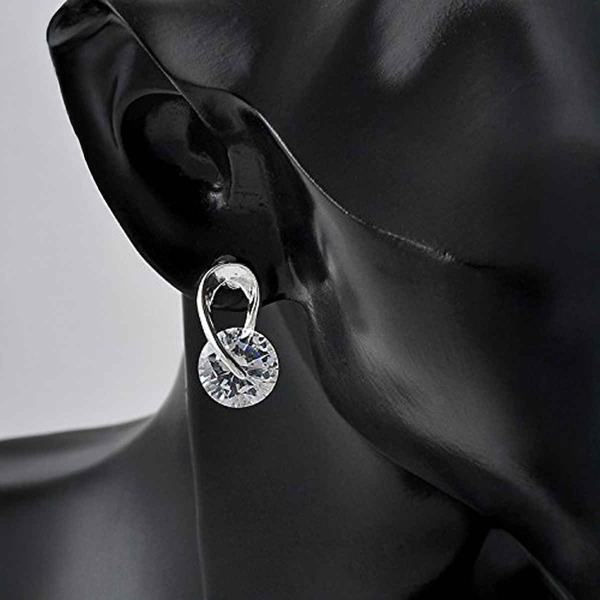 Shining Diva Fashion Women's Silver Plated Platinum Plated Stylish Crystal Stud Earrings Rrsd9826er