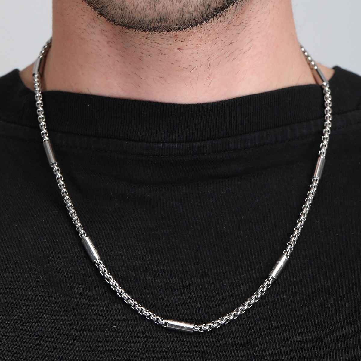 Fashion Frill Men's Interlink Chain Silver 22 Inches
