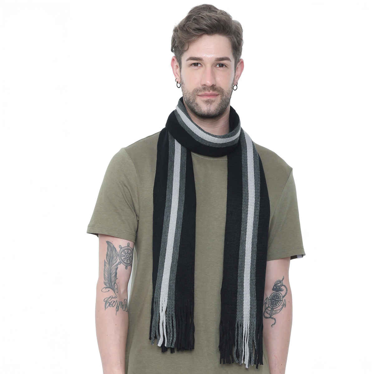 Fabseasons Unisex Acrylic Wool Muffler | Black - One Size