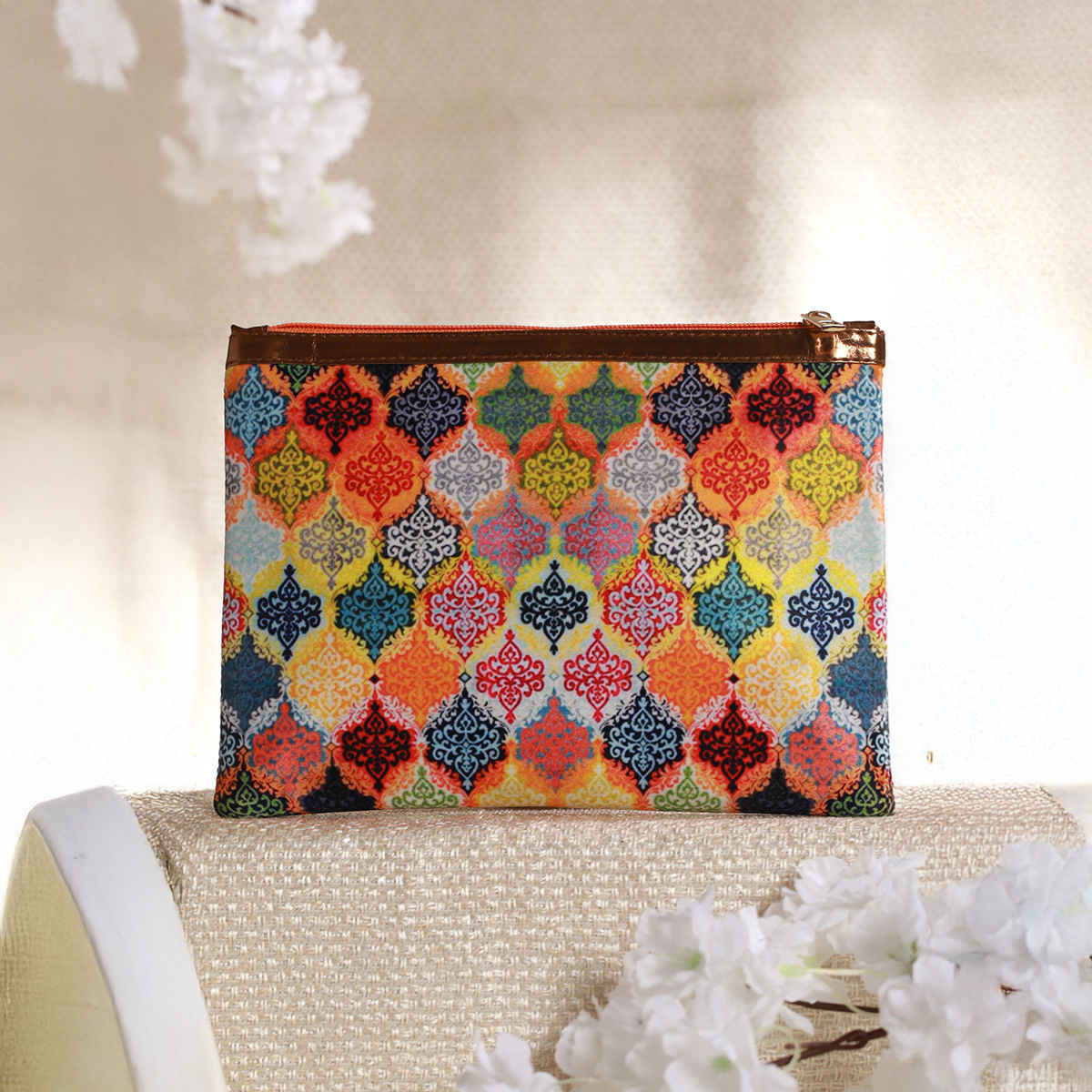 Priyaasi Women's Fabric Zipper Pouch | Multicolour - One Size