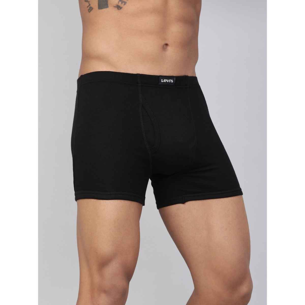 Levi's 010 Men's Comfort Boxer Brief | Contoured Double Pouch | Pack of 2 | Lt. Grey Mel,Black | M