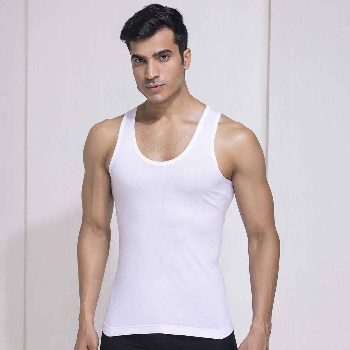 John Players Men's Classic Ribbed Cotton Vest | (JVT002M18) | White - M