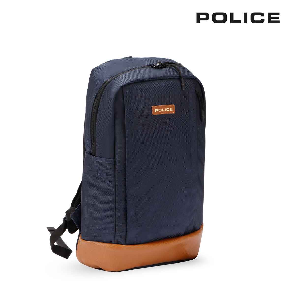 Police Unisex Nylon 15 L Top Handle Laptop Backpack | Tan and Navy Blue - 15.6 Inches