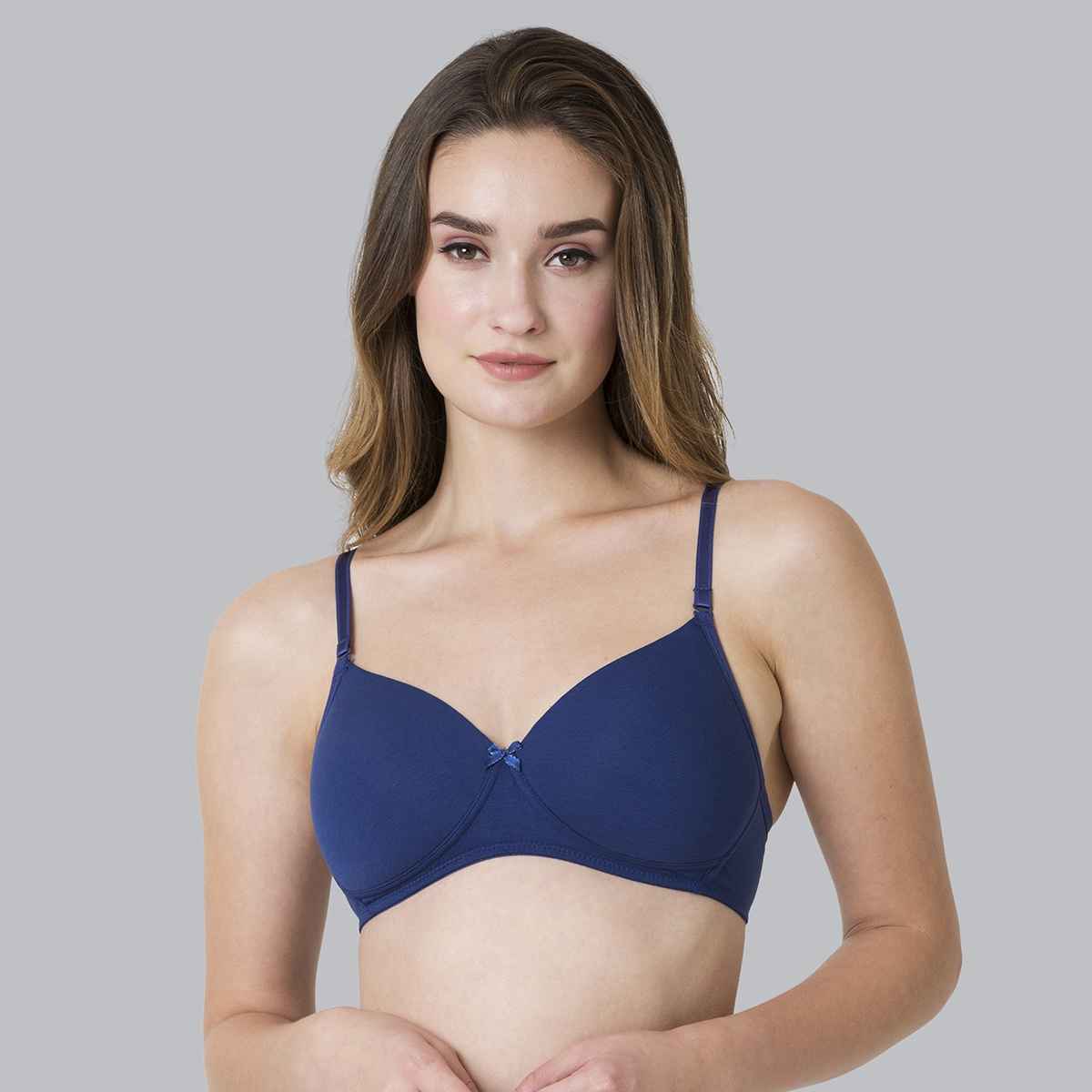 Van Heusen Women Twilight Blue Solid Anti Bacterial Wireless Bra |36B