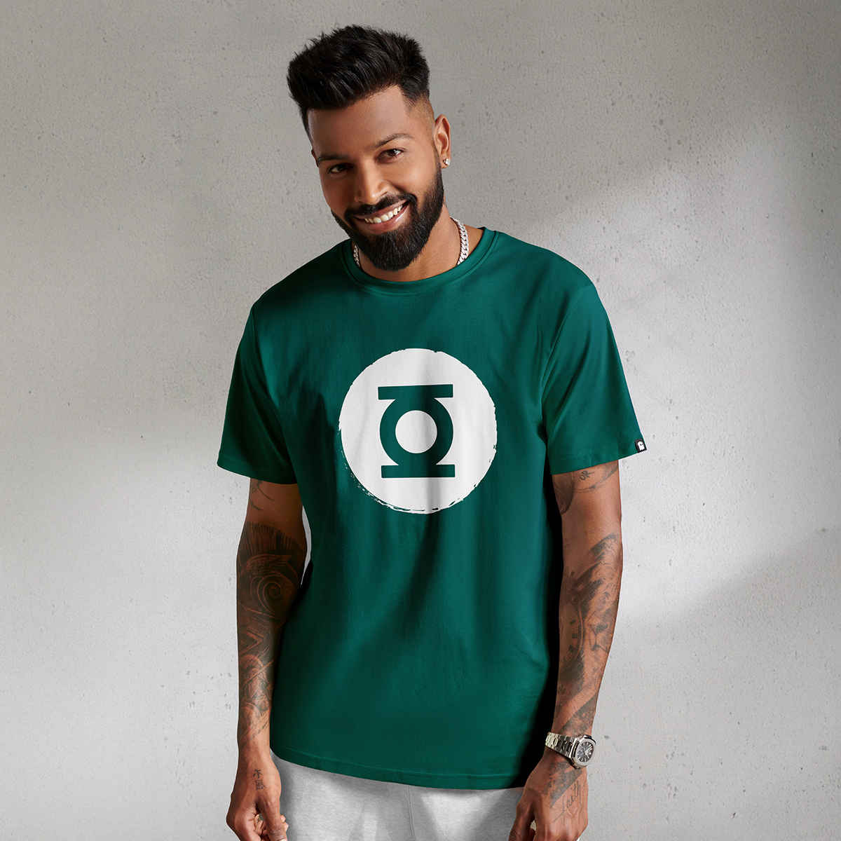 The Souled Store Men's Regular Green Lantern- Logo T-Shirts | Green | L
