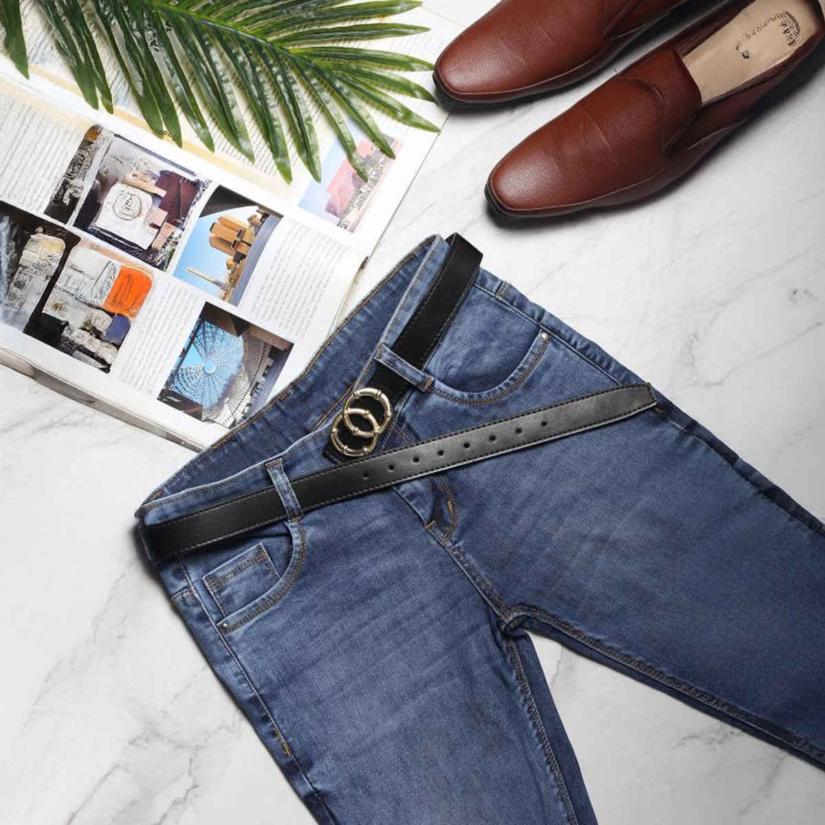 Kaezri Artificial Leather Black Belt for Women | Women oo - 36