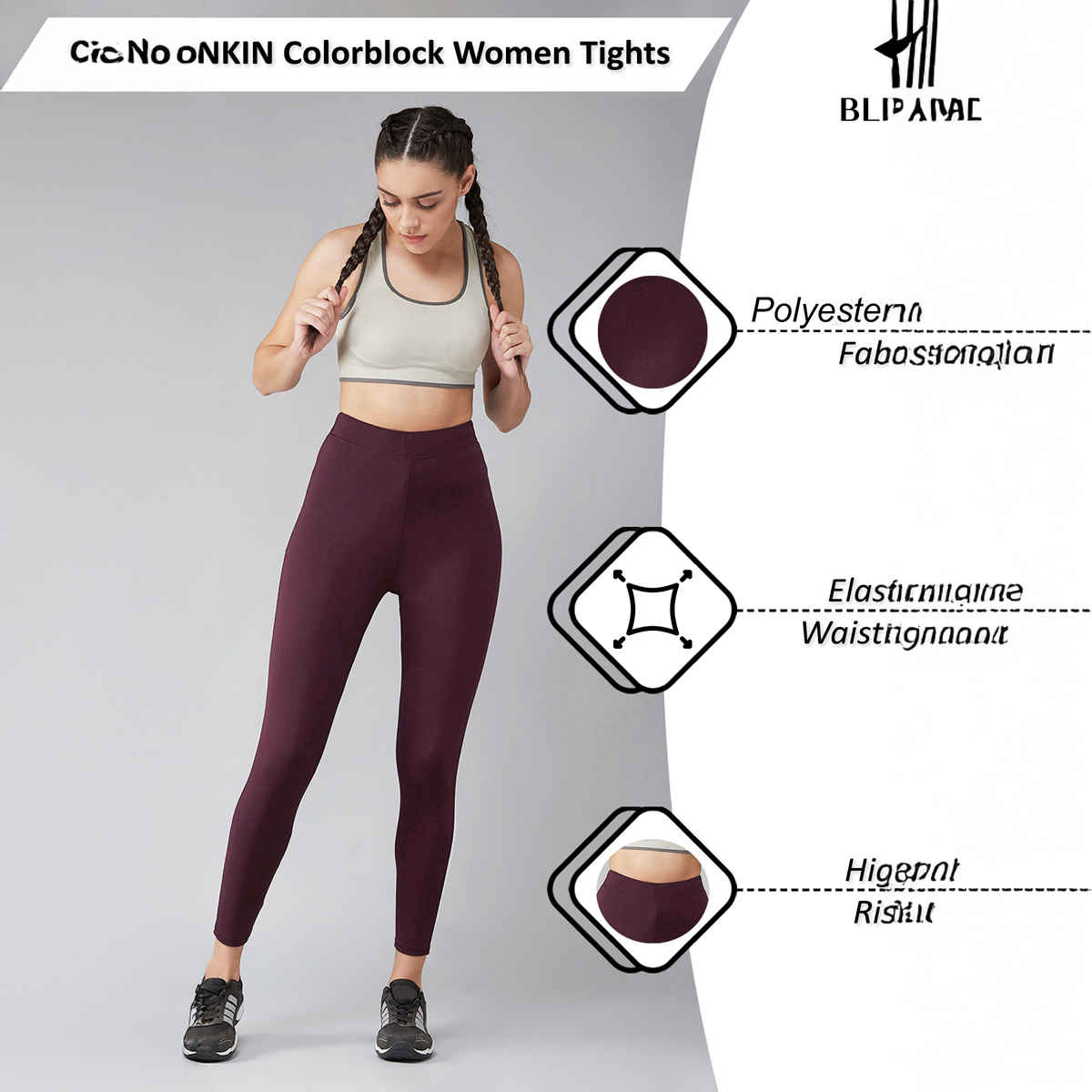Blinkin Women's Gym Tights & Pants - Maroon | Squat Proof | Active Wear | Yoga Pants | XL