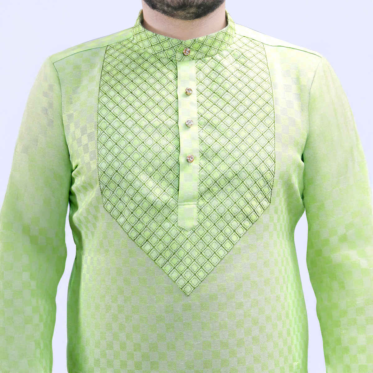 Tibra Collection Men Straight Kurta - Green | Designer | Cotton Blend | L