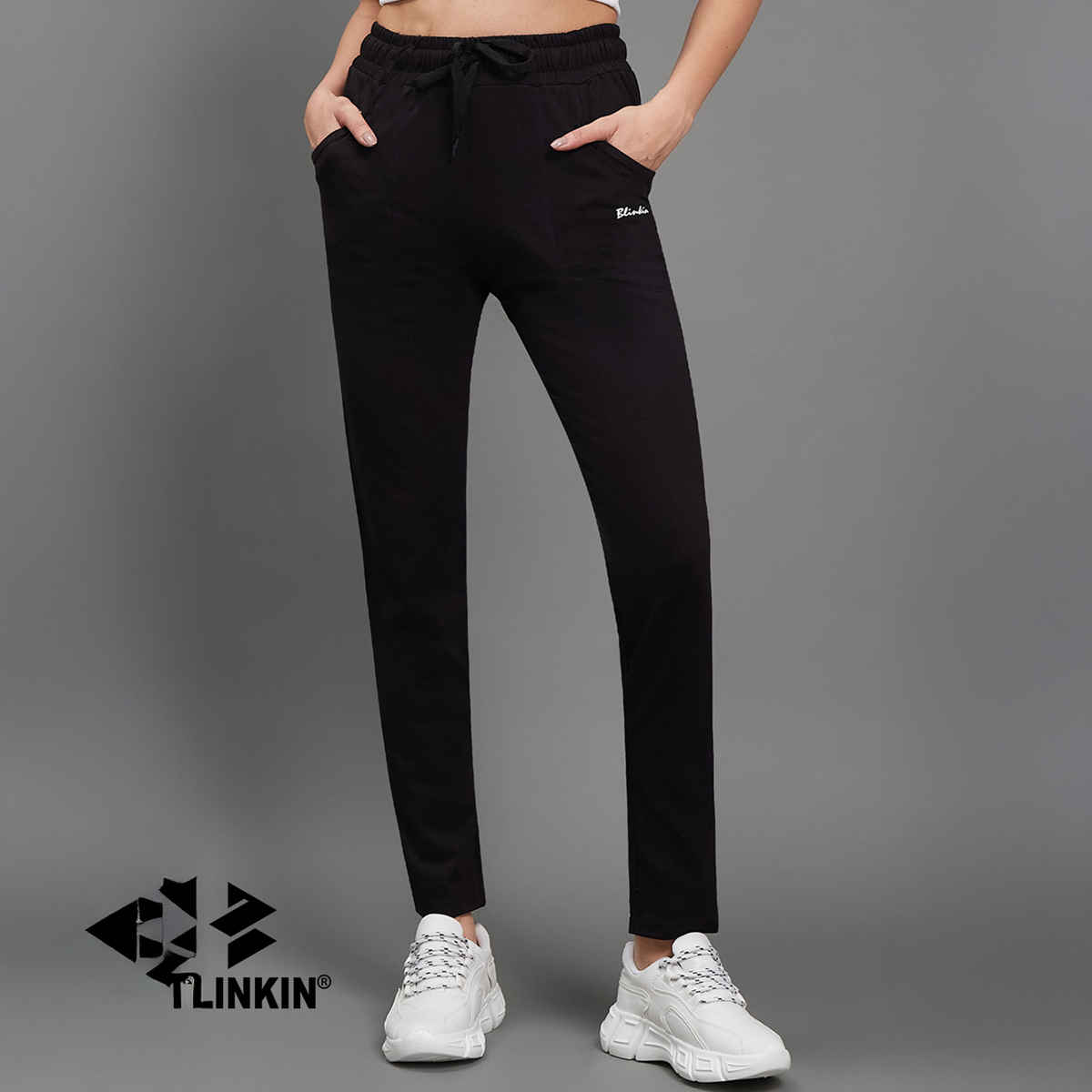 Blinkin Women's Cotton Pyjamas & Track Pants with Side Pockets | Black - M