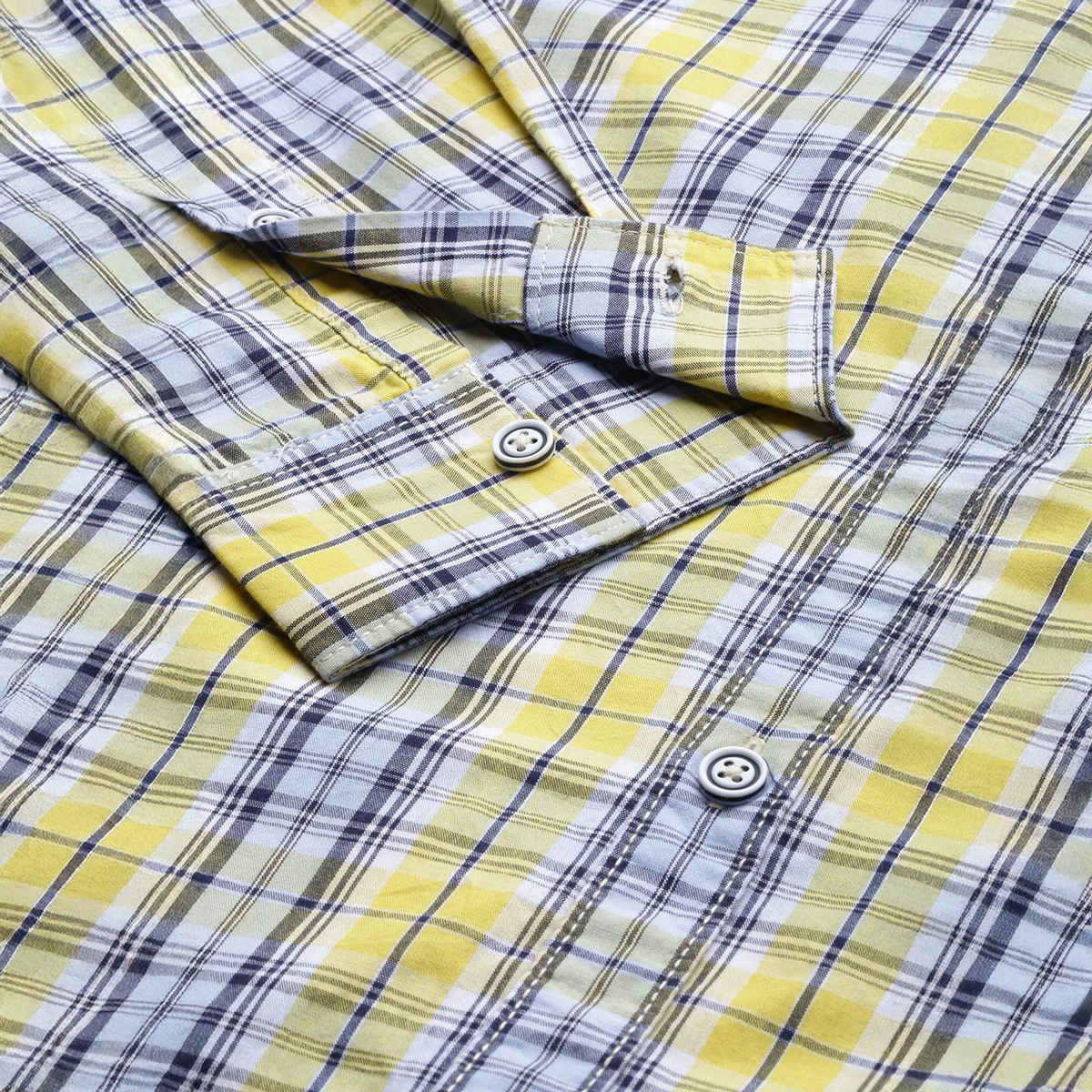 The Indian Garage Co Men's Slim Fit Checked Casual Shirt | Yellow - S
