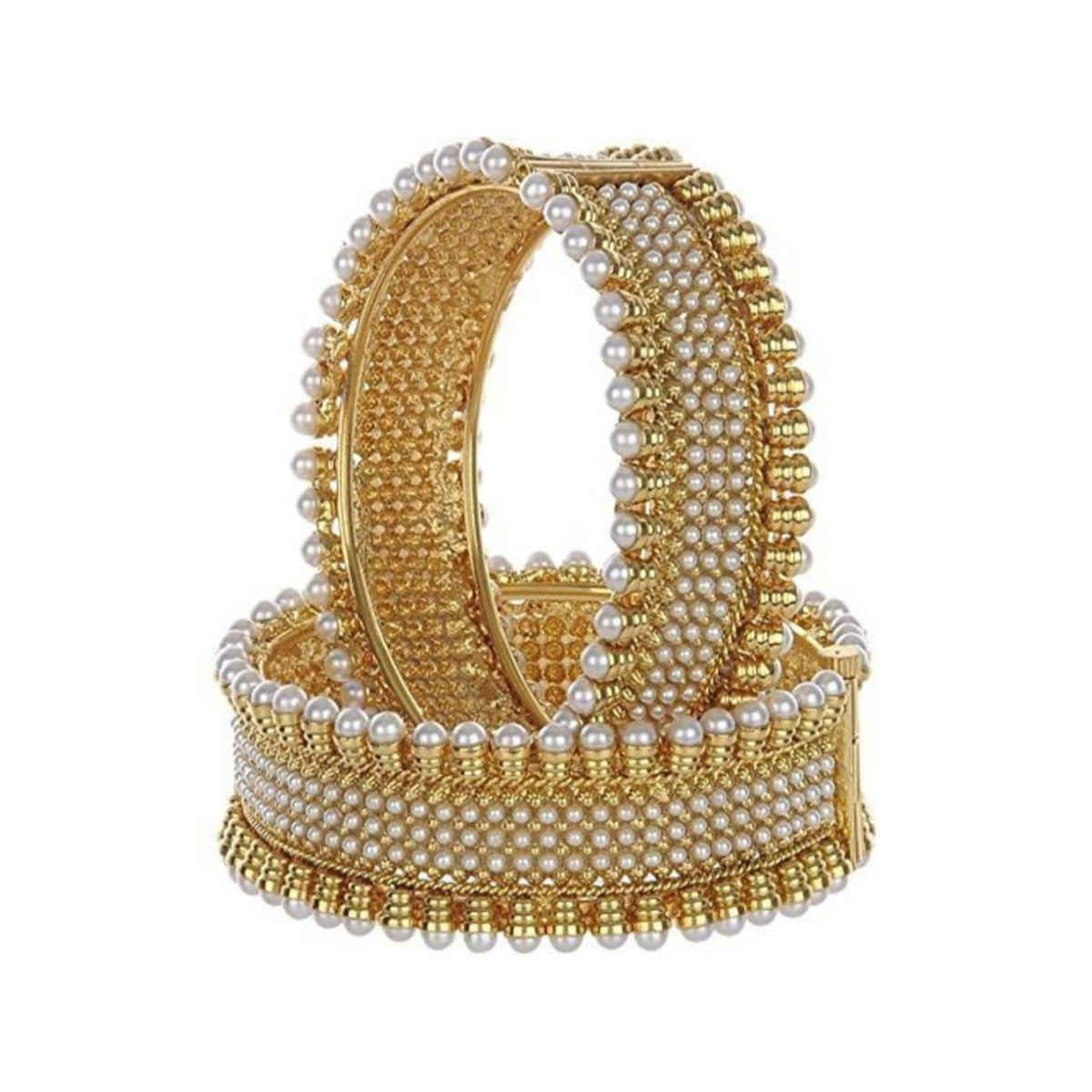 Youbella Traditional Jewellery Gold Plated And Pearl Bangle Set For Women(Golden)(Ybbn - 91053Bb - 2.8)