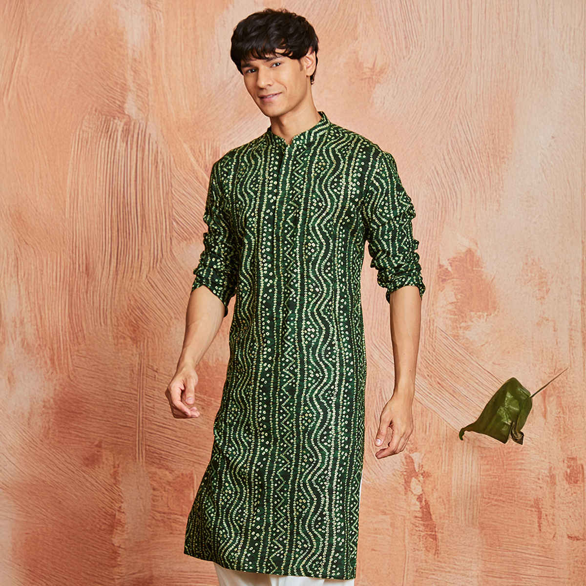 Vastramay Men's Rayon Kurta | Green - S