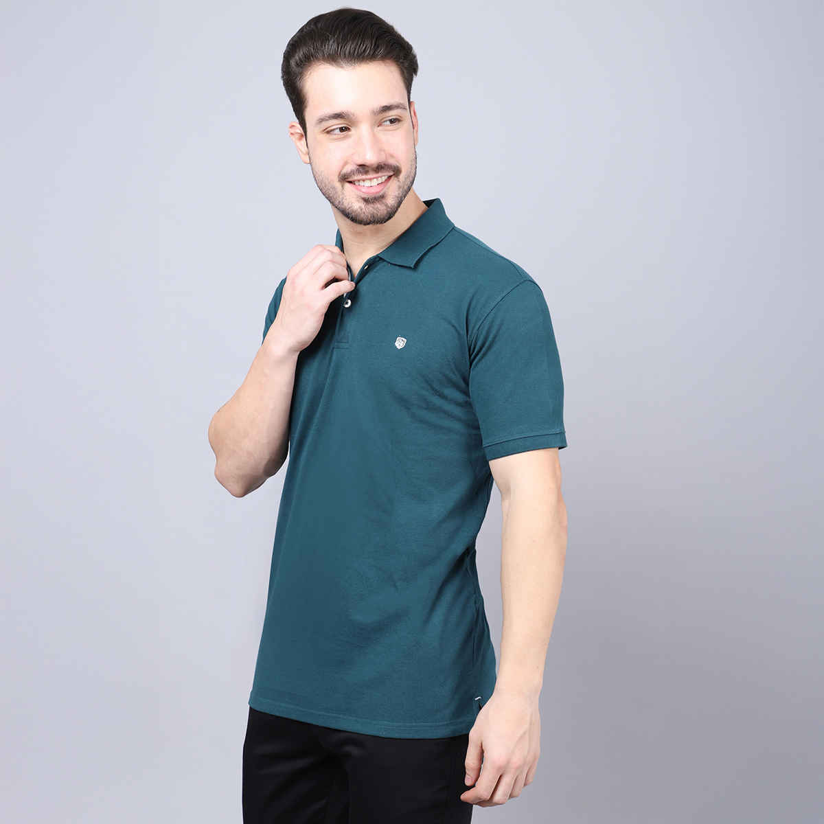 Cantabil Men's Polo Collar T-shirt | Teal - M