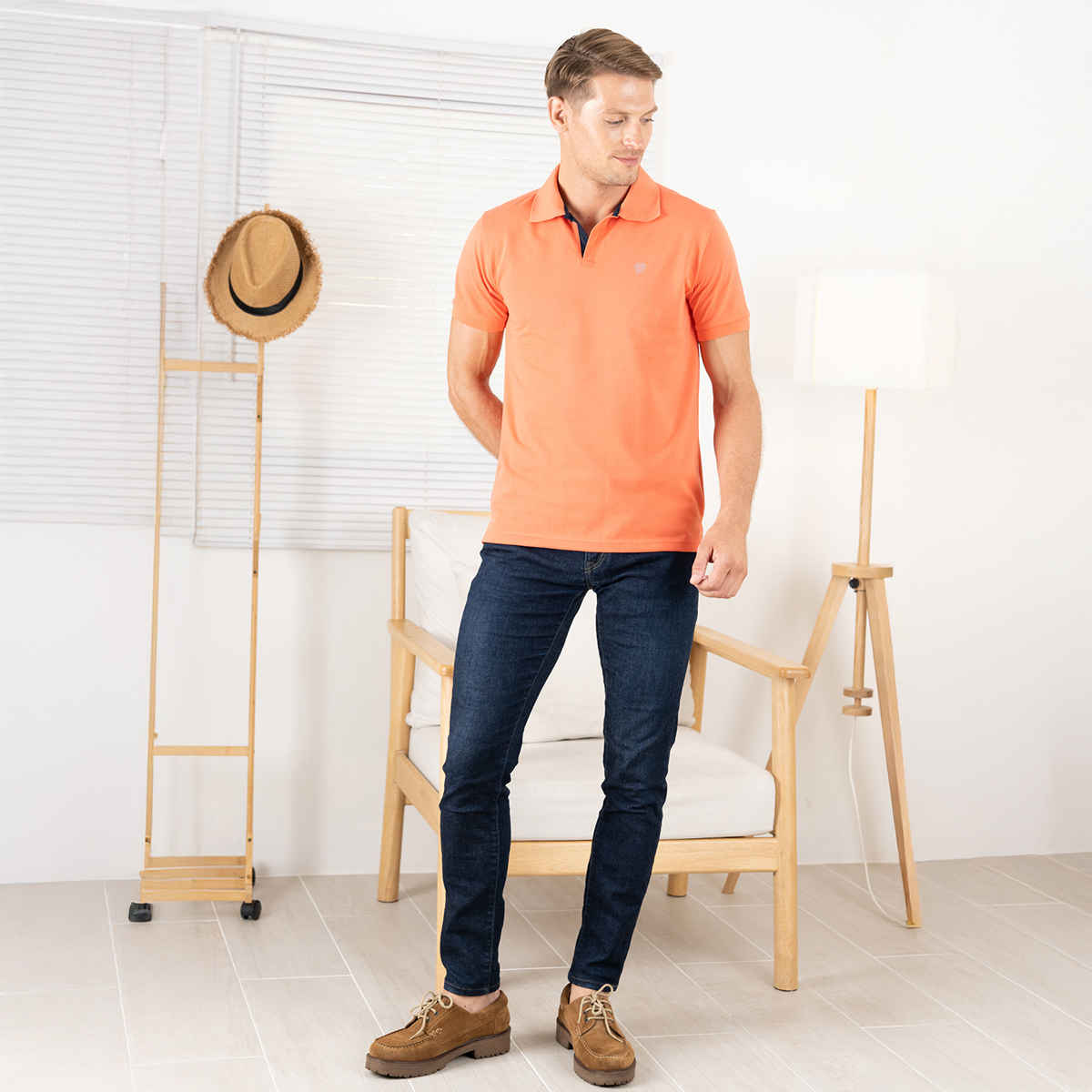 Lux Cozi Men's Cotton Polo T-Shirt, Apricat, L