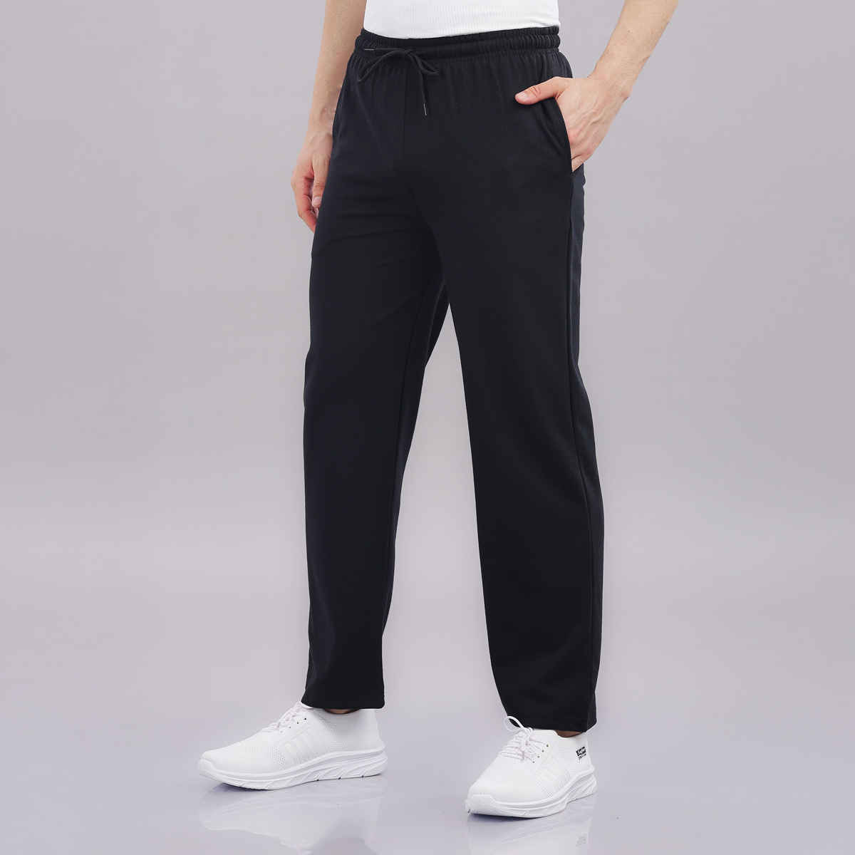 Springman Men's Solid Cotton Rich French Terry Baggy Track Pant | Black - L