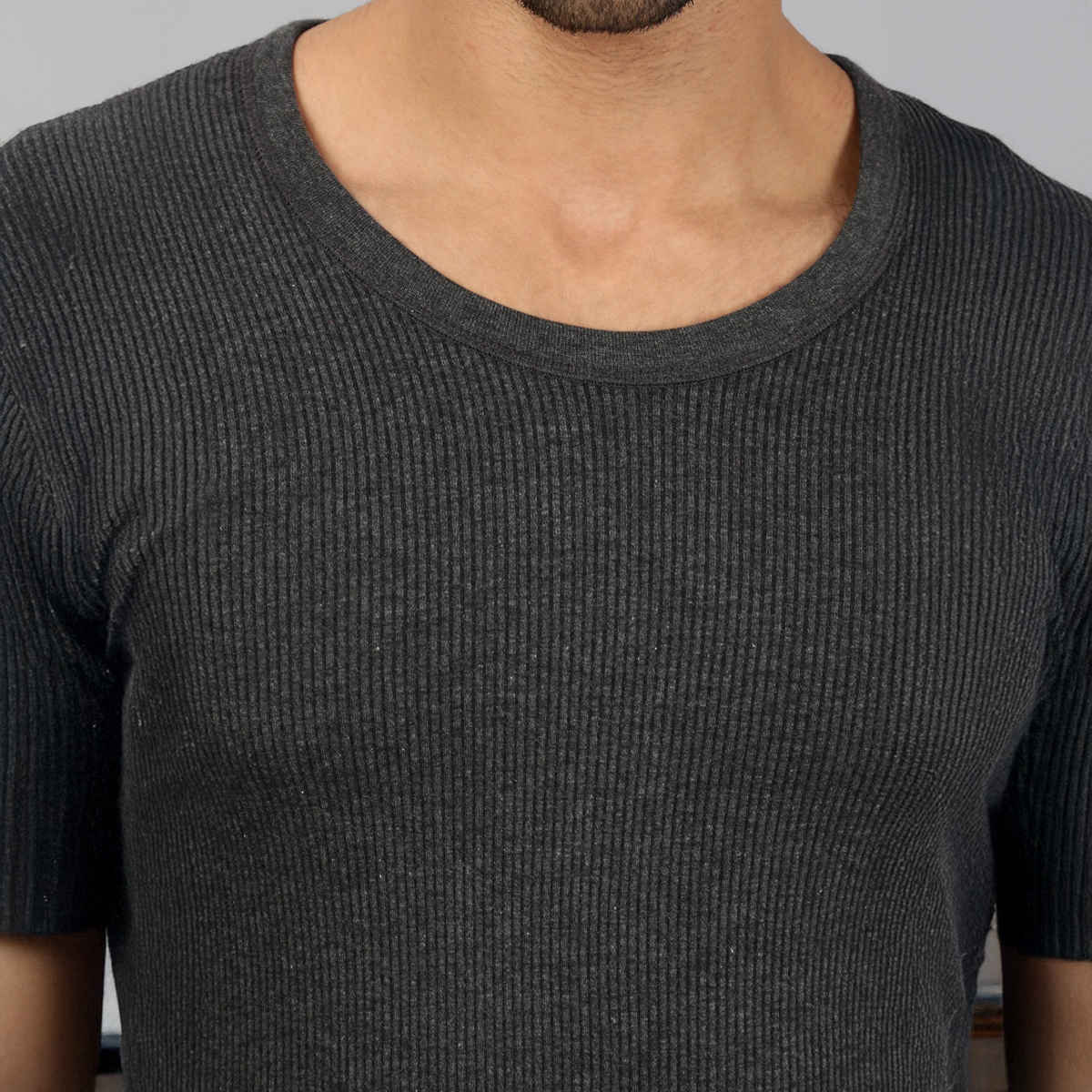 Lux Cozi Men's Heatek Thermal Comfort, Stretchable & Super Warm Set | Black Melange-90