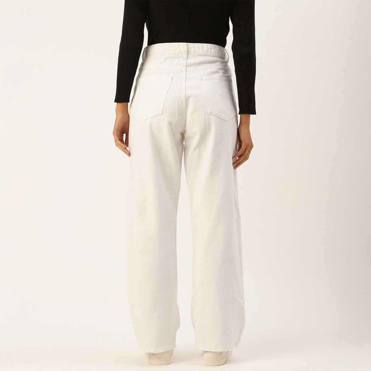 Bene Kleed Women's Straight Denim Trousers | White - 30