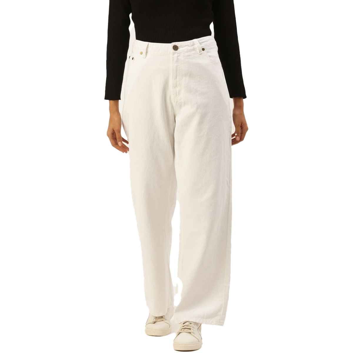 Bene Kleed Women's Straight Denim Trousers | White - 30