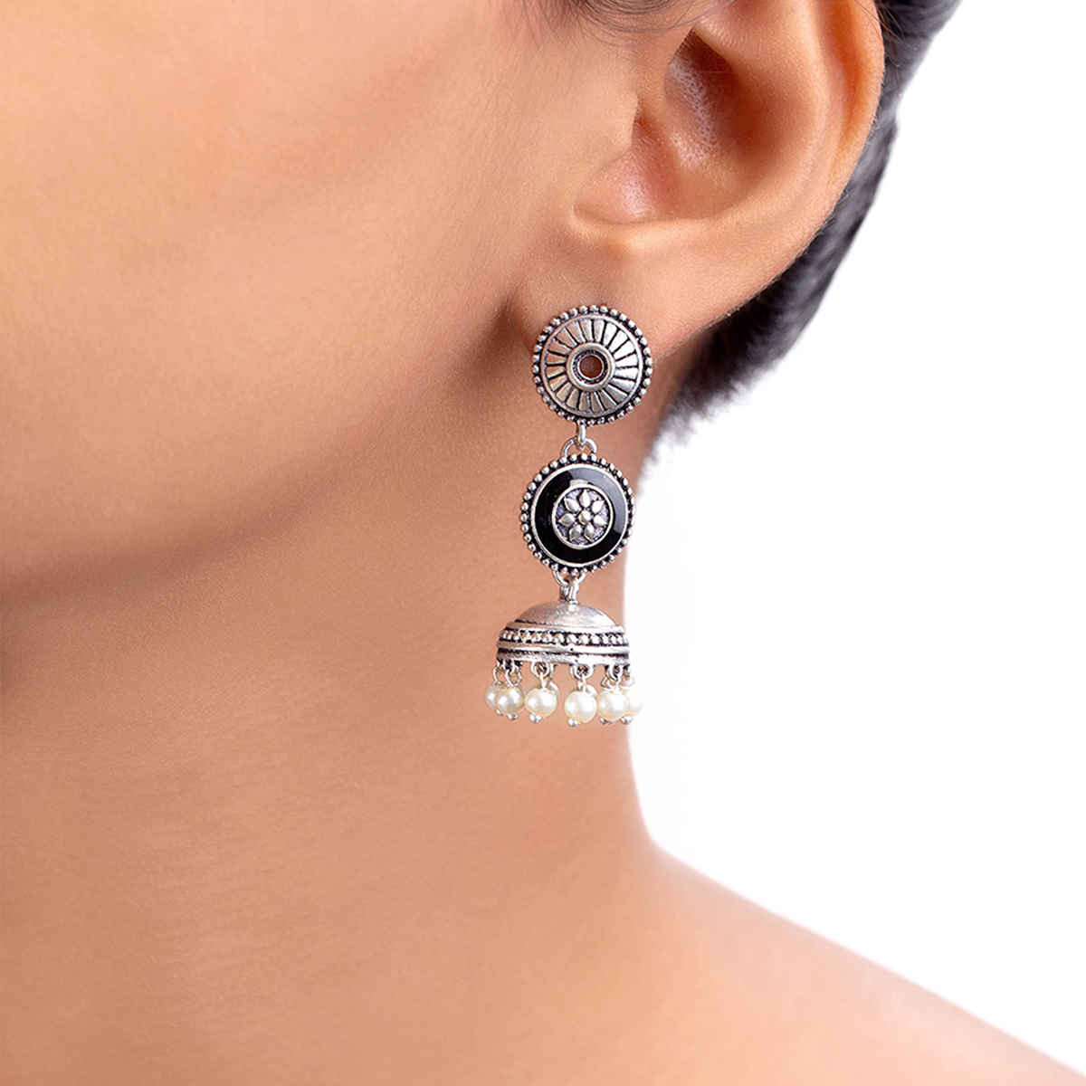 Voylla Rangabati Faux Pearls Layered Earrings