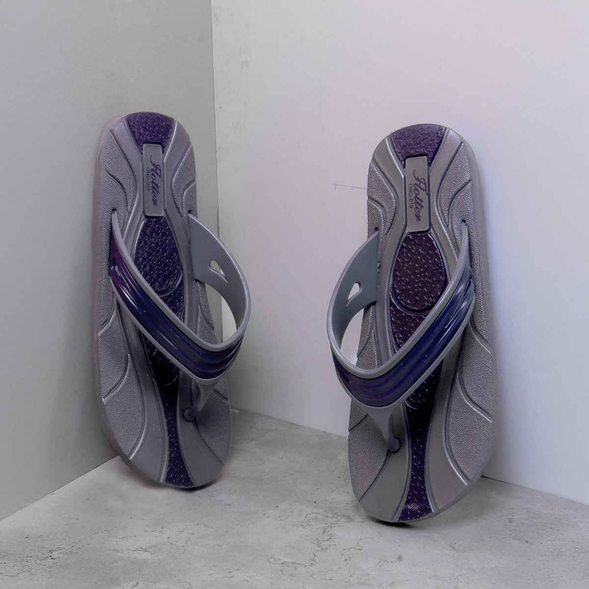 Action Men's Ong-19 Slippers | Evening Walk | Bathroom | Room Slippers | Dark Grey and Navy Blue - UK 8