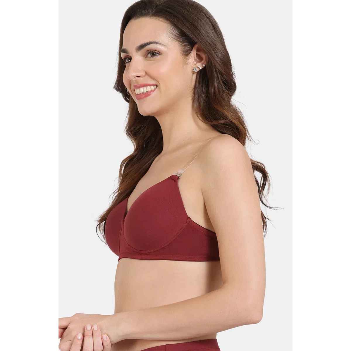 Zivame Women's Beautiful Basics Padded Non Wired 3/4Th Coverage Backless Bra | Red - 32D