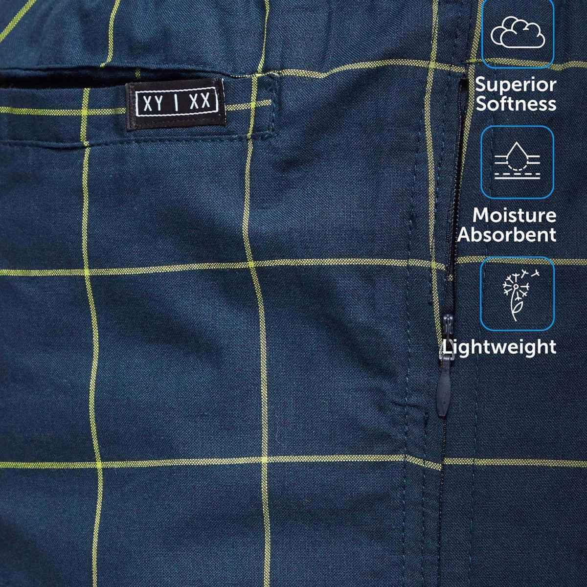 XYXX Checkmate 100% super combed cotton Checks Pyjama Relaxed Fit | 2 Side pockets | Navy- M