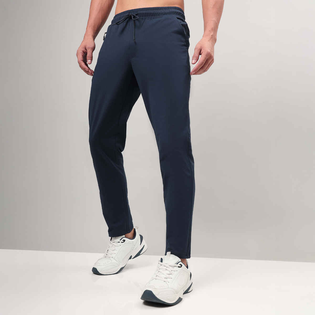 Technosport Men Poly Solid Relax Fit Sports Trackpants with DURACOOL+ | Navy | XL