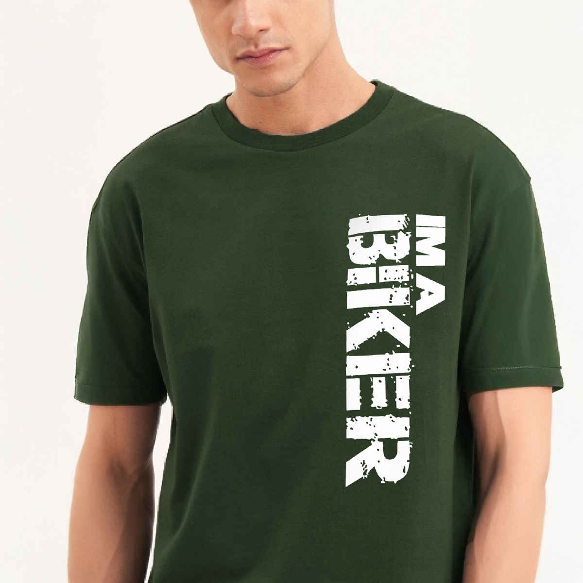 De Tees Men's Half Sleeve T-shirt | MHS-BIKER | Olive - XL