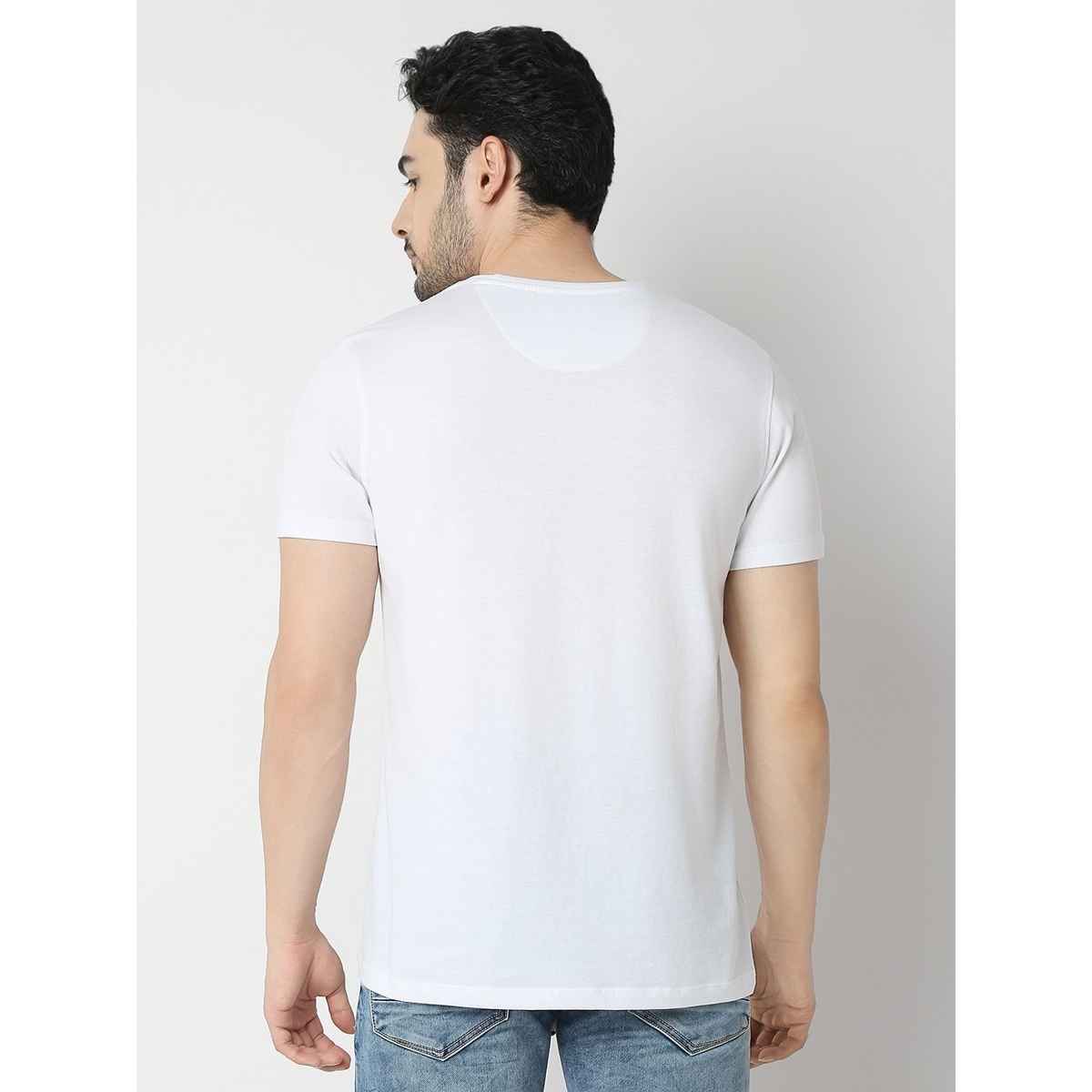 Underjeans by Spykar Men Pure Cotton T-shirt | White - L